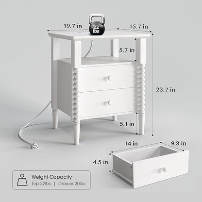 White Night Stand Set 2, Vintage Nightstand - Image 2