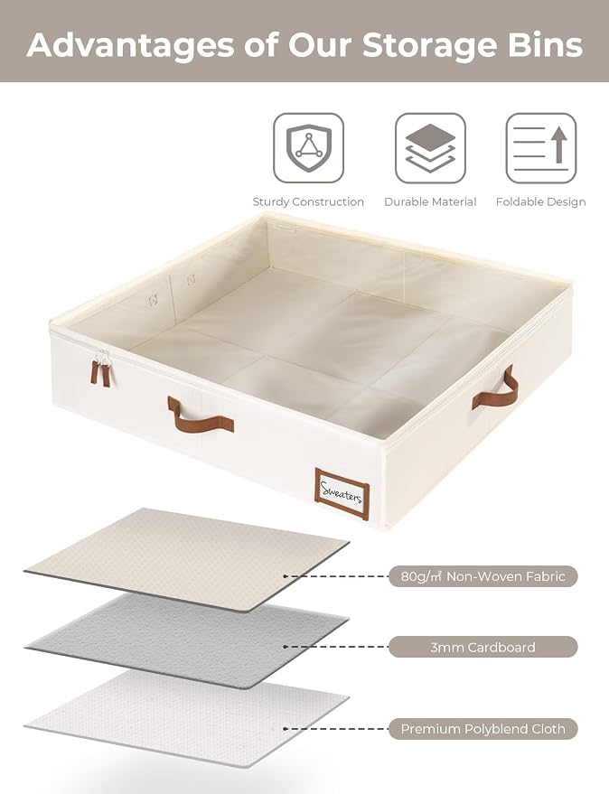StorageWorks Underbed Storage Box, Under Bed Clothes Organizer - Image 5
