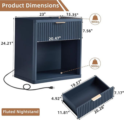 LEYAOYAO Fluted Farmhouse Nightstand Set of 2 - Image 3