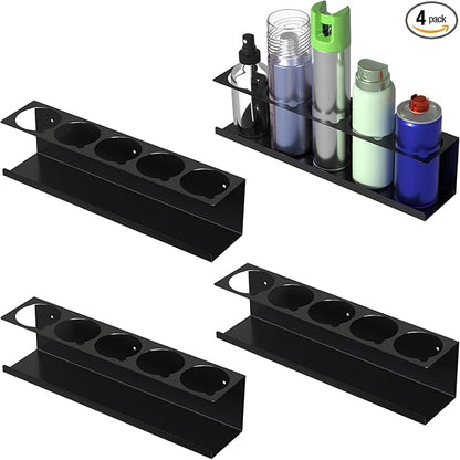 sogiv 4 Pack Spray Can Holder Organizer, Wall-Mounted Steel Spray Bottle Rack by sogiv