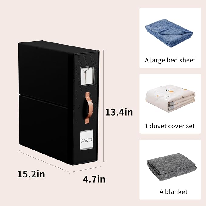4 Pack Bed Sheet Storage Organizers- Premium Fabric Closet Organizer - Image 3
