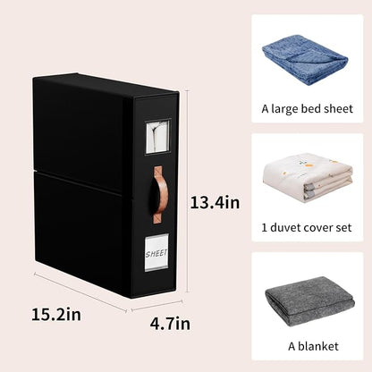 4 Pack Bed Sheet Storage Organizers- Premium Fabric Closet Organizer - Image 3