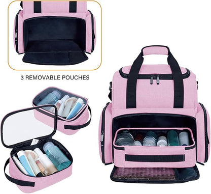 Large Makeup Cosmetic Bag with 3 Removable Case and 2 Removable Dividers Double - Image 5