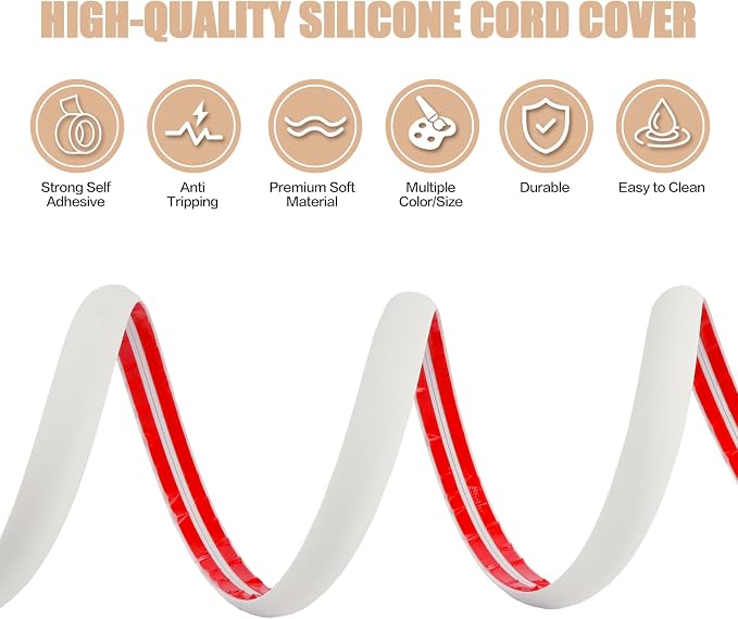 Floor Cord Cover Cable Cavity Self Adhesive Cord Hider Floor 10FT Floor Cable - Image 2