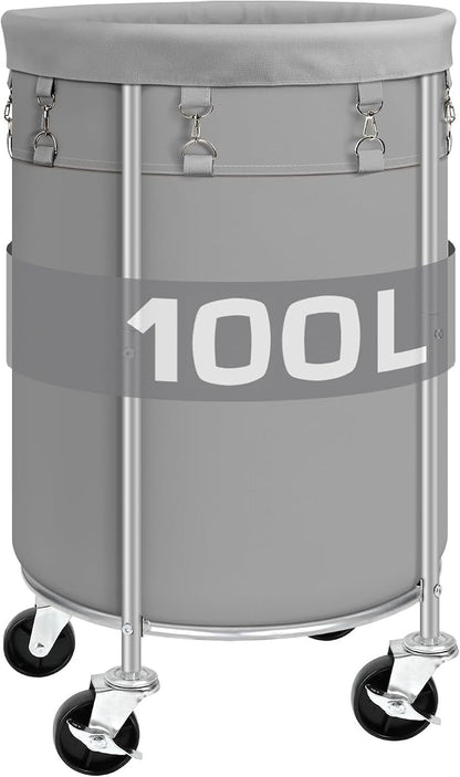 Laundry Hamper with Wheels, 100L Round Rolling Laundry Basket Sorter with by Ollieroo