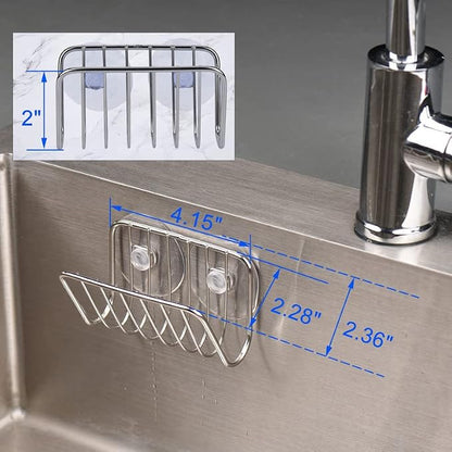 Toplife Sponge Holder for Kitchen Sink, Stainless Steel Suction Cup Sponge Caddy - Image 3