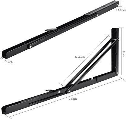 YUMORE Folding Shelf Brackets, 24 Inch Heavy Duty L Bracket, Max Load: 330lb - Image 2