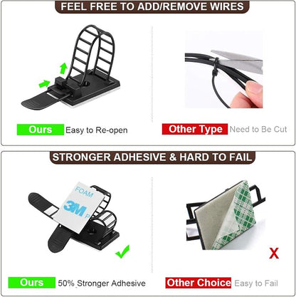 50Pcs Adjustable Adhesive Cable Management Clips, Nylon Cable Strap Ties Wire - Image 4