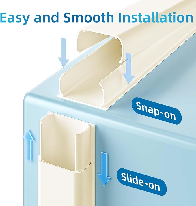 Yecaye 142in Wall Cord Hider for 2-3 Cords, On-Wall Cord Cover Channel - Image 4