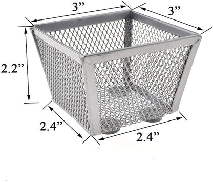 HAHIYO Stackable Paper Clip Mesh Holder cup 2.2" Height 2 Pack Silver Sturdy - Image 3