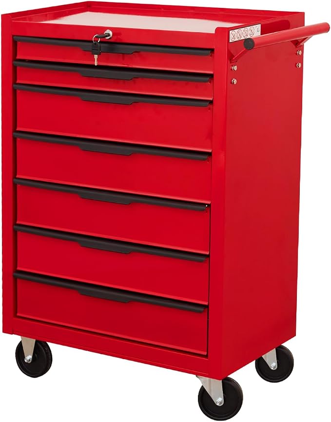 7-Drawer Rolling Tool Chest Cabinet, Large Capacity Metal Tool Box by Flieghund