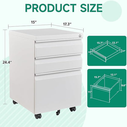 Letaya 3 Drawer Mobile File Cabinet - Image 3