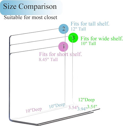 Acrylic Shelf Dividers for Closet Organization: 10" Tall Clear Closet Dividers - Image 2