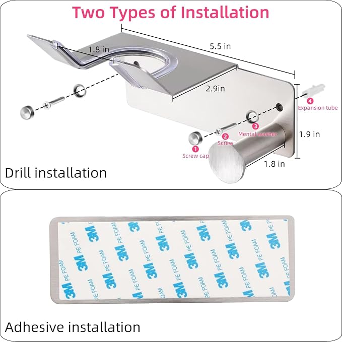 Hair Dryer Holder, Hair Dryer Holder Wall Mounted, Self Adhesive Blow Dryer - Image 5