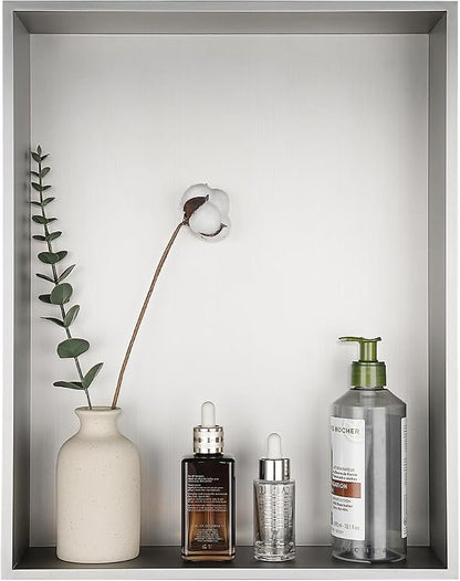 JQK Shower Niche No Tile Need, 304 Stainless Steel Recessed Shower Caddy by Homeimprovement