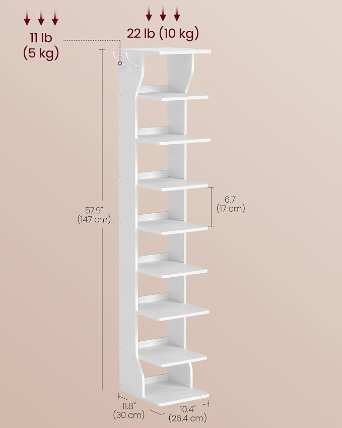 VASAGLE 9-Tier Vertical Shoe Rack, Narrow Shoe Storage Organizer - Image 3