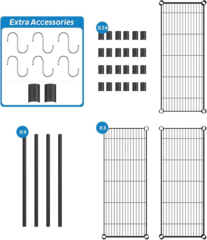 3-Shelf Adjustable Metal Shelf Wire Shelving Unit Storage Rack Display Shelf - Image 5