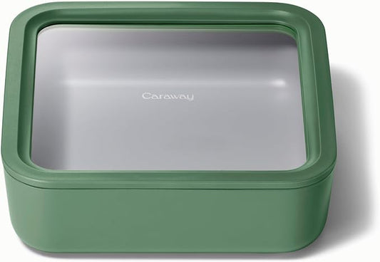 Caraway Glass Food Storage, 10 Cup Glass Container, Ceramic Coated Food by Caraway