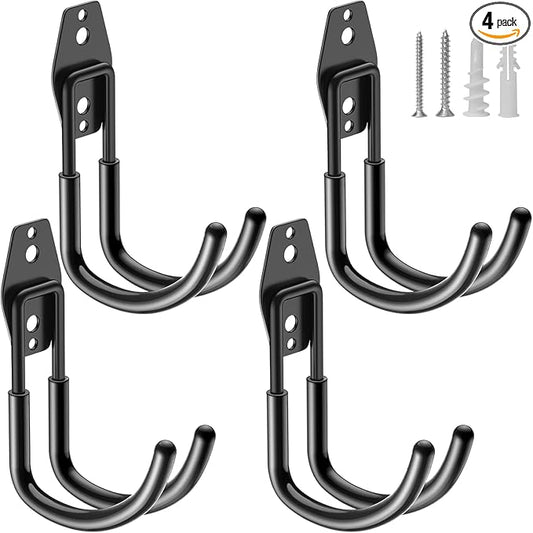 Heavy Duty Garage Hooks 4 Pack, J Shaped Hanger, Wall Mounted Storage System by HUPBIPY