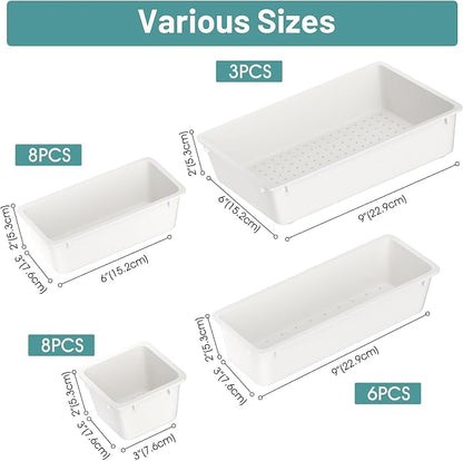 WOWBOX 25 PCS Plastic Drawer Organizer Set, 4 Sizes Desk Drawer Divider - Image 2