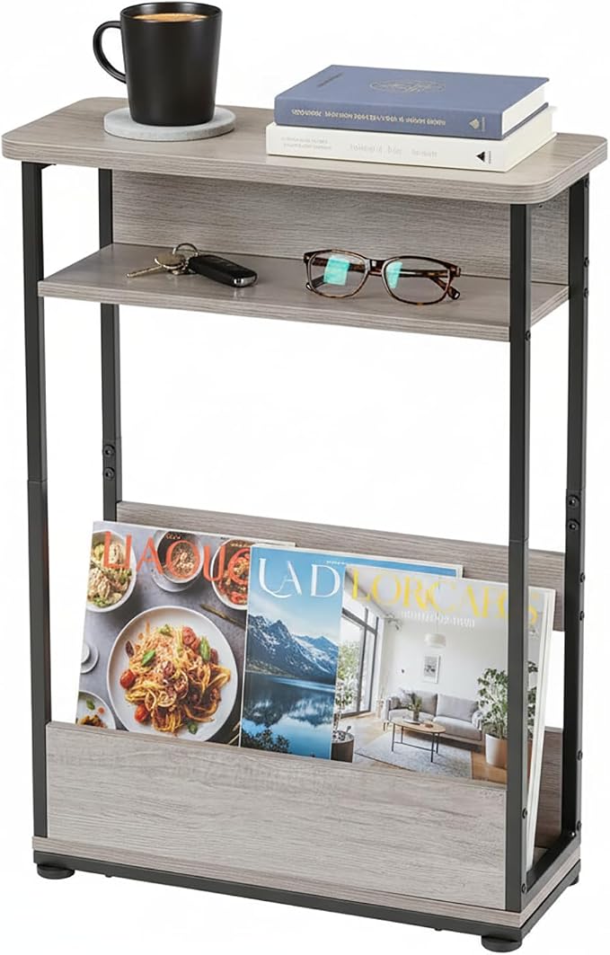 Narrow Side Table, 3-Tier Slim End Table by YEAKOO