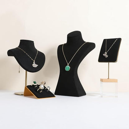 GemeShou Black necklace storage hanger stand jewelry organizer, Velvet jewelry - Image 6