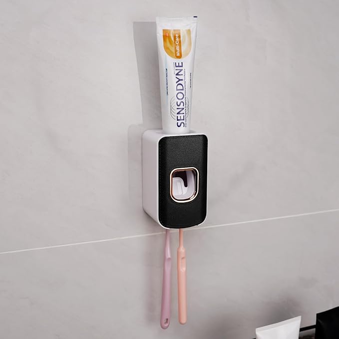 2 Slot Plastic Toothbrush Holder and Toothpaste Dispenser Wall Mounted - Image 7