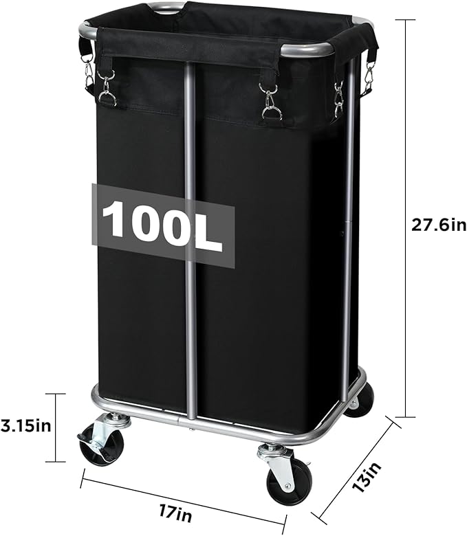 Laundry Basket with Wheels, Rolling Laundry Hamper with Removable Bag, 100L - Image 7