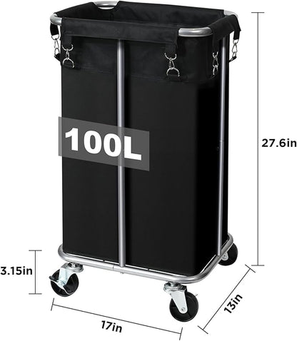 Laundry Basket with Wheels, Rolling Laundry Hamper with Removable Bag, 100L - Image 7