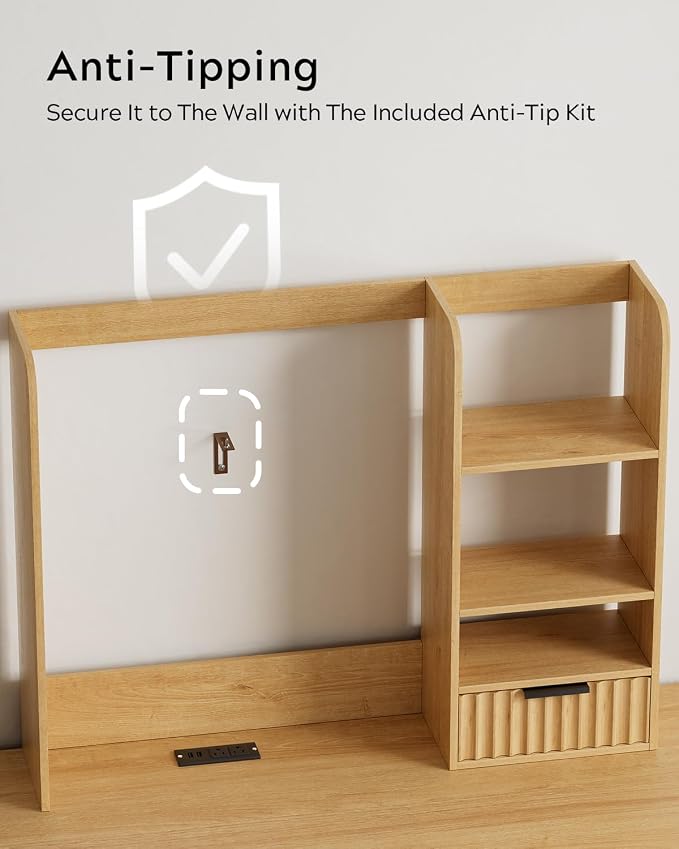 Desktop Bookshelf, Wood Desk Shelf - Image 6