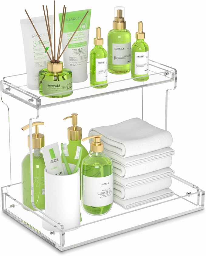 NPPLUS Bathroom Countertop Organizer, 2-Tier Clear Acrylic Counter Storage Shelf by NPPLUS