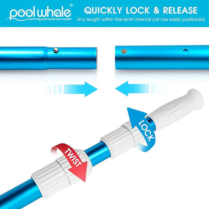 POOLWHALE Premium 15 Foot Telescopic Swimming Pool Pole, Adjustable 3 Piece - Image 4