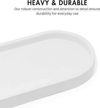 Matte White Round Soap Dispenser Tray, 8” Soap and Lotion Bottle Tray Organizer - Image 3