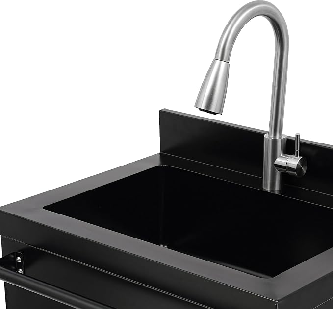 Stainless Steel Utility Sink, Free Standing Single Bowl Kitchen Sink - Image 5