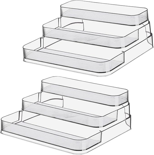 2pcs Acrylic Rack, No Assembly Clear 3 Tier Condiment Bottle Shelf Vanity by Zilphoba