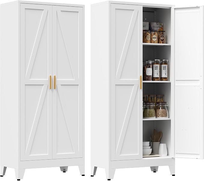 61" Tall Metal Pantry Cabinet, Kitchen Storage Cabinet by Unknown