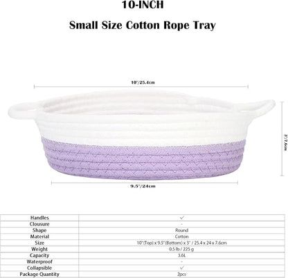 Sea Team 2-Pack Cotton Rope Baskets, 10 x 3 Inches Small Woven Storage Basket - Image 6