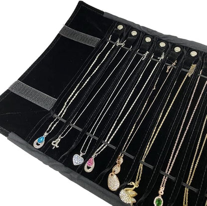 Portable Jewelry Roll Untangled Secure Necklace Travel Storage Bag Displays - Image 4