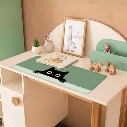 Cute Black Cat Large Mouse Pad – Extended Desk Mat 31.5 x 11.8 in– Kawaii Kitty - Image 3