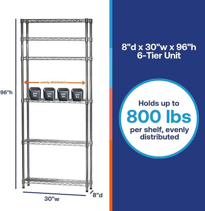 Shelving Inc. 8" d x 30" w x 96" h Chrome Wire Shelving - Image 6