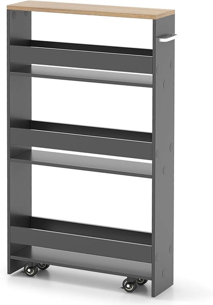 MAT EXPERT Slim Rolling Storage Cart, 4-Tier Freestanding Slim Storage Cart by MATEXPERT