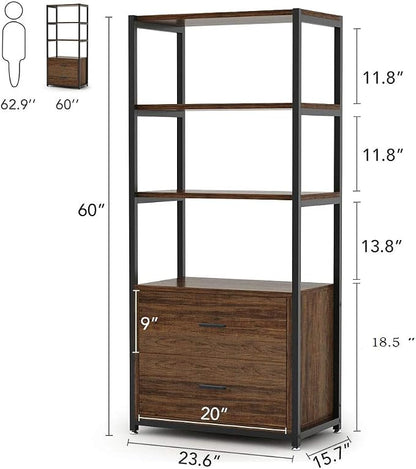 Tribesigns Bookcase, 4-Tier Rustic Bookshelf - Image 2