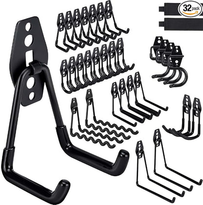 32 Pack Garage Hooks Heavy Duty, Utility Steel Garage Storage Hooks, Wall Mount by Dorisy