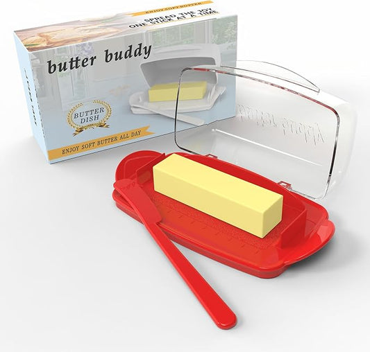 Butter Dishes with Lid for Countertop Refrigerator, Plastic Butter Dish Clear by SoulCreat