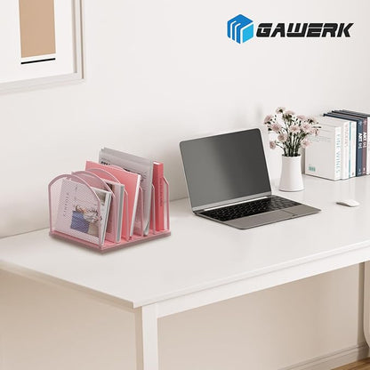 5-Section Vertical Desktop Organizer, 5-Section Mesh File Folder Stand Sorter - Image 7