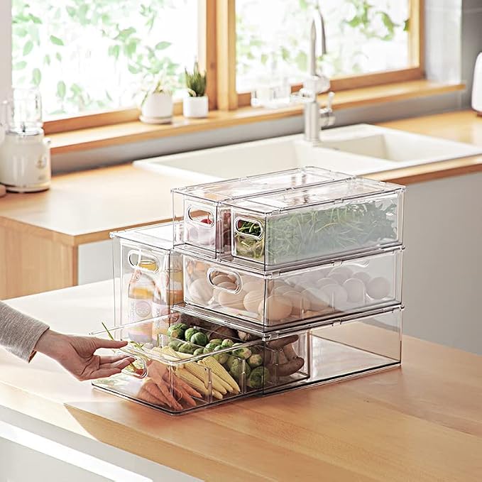 Abiudeng 2 Pack Stackable Refrigerator Organizer Bins - Image 5