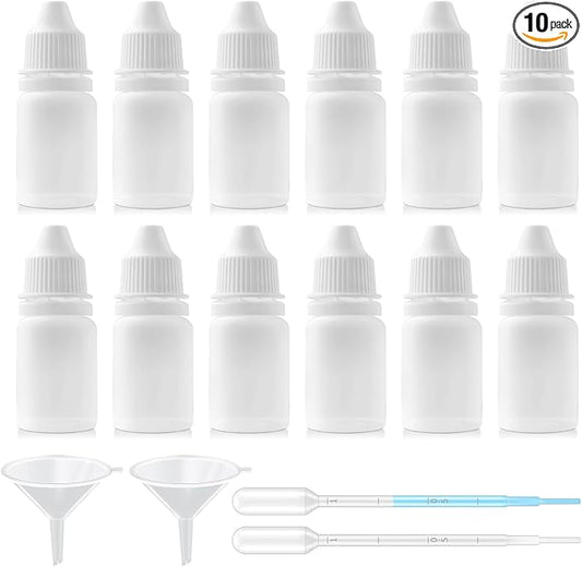 12PCS 3ML White Plastic Empty Squeezable Dropper Bottles Portable Eye Liquid by Unknown