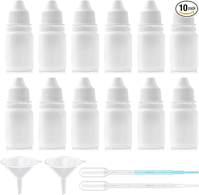 12PCS 10ML White Plastic Empty Squeezable Dropper Bottles Portable Eye Liquid by Unknown