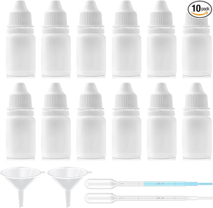 12PCS 10ML White Plastic Empty Squeezable Dropper Bottles Portable Eye Liquid by Unknown