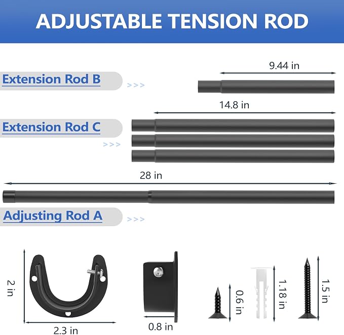 Closet Rods for Hanging Clothes, 17 to 83 Inch Closet Rod, Heavy Duty - Image 5